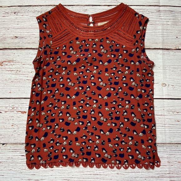 Anthropologie Meadow Rue Sanna Bird Print Top Sz S - Picture 2 of 16
